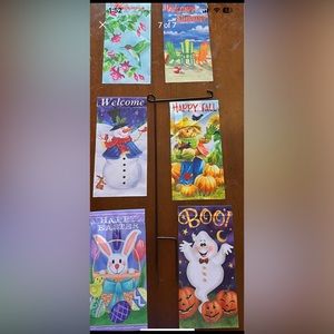 NWT. Lakeside Interchangeable Miniature Seasonal Flag Set with Stake - 7 Pieces